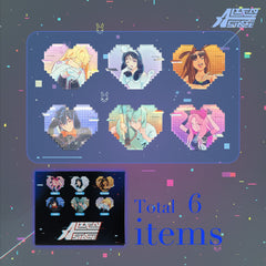 Alien Stage Bunny Series Pixel Heart Acrylic Fridge Magnet Blind Box (6 Packs/Box)