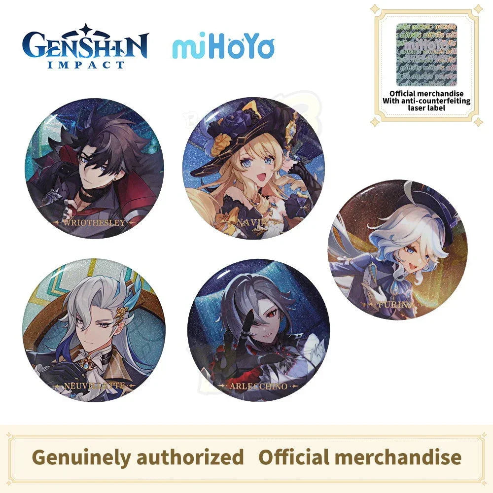 Genshin Impact Themed Series Character Badge-Furina Neuvillette Wriothesley Arlecchino Navia - BilaBila