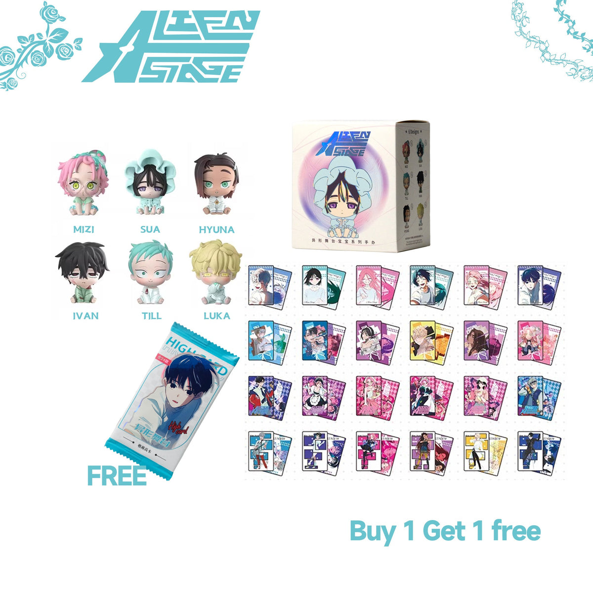 Alien Stage Sen Yu Man Baby Series Blind Box Dolls Figures Official Peripherals（Buy 1 get 1 free  Alien Stage Trading Cards Blind Box ）