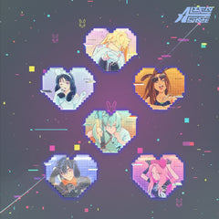 Alien Stage Bunny Series Pixel Heart Acrylic Fridge Magnet Blind Box (6 Packs/Box)