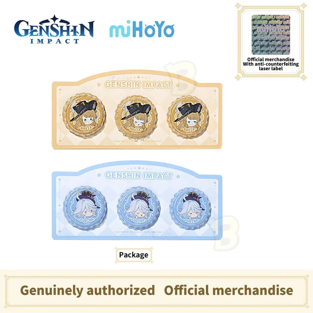 Genshin Impact Fragrant Fantasy Series Chibi Bottle Cap  Badge Set- Furina Navia - BilaBila