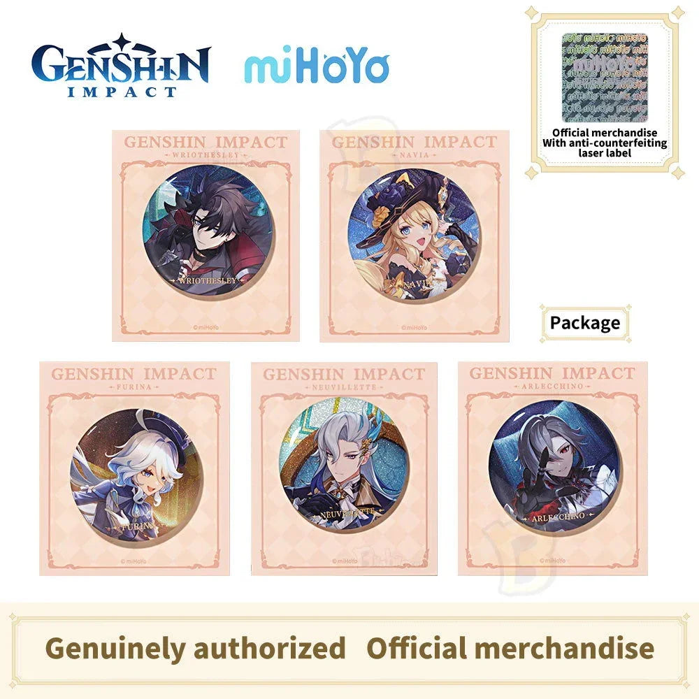Genshin Impact Themed Series Character Badge-Furina  Neuvillette Wriothesley Arlecchino Navia - BilaBila
