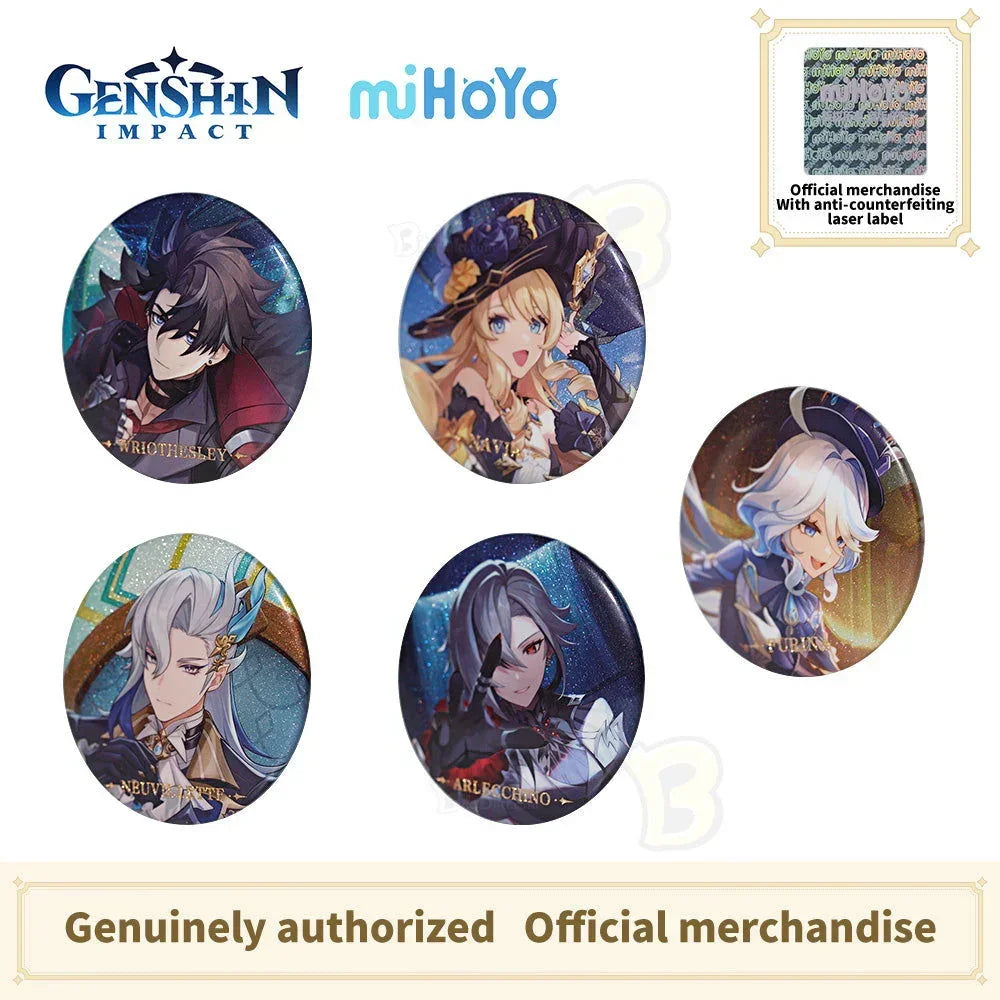 Genshin Impact Themed Series Character Badge-Furina  Neuvillette Wriothesley Arlecchino Navia - BilaBila