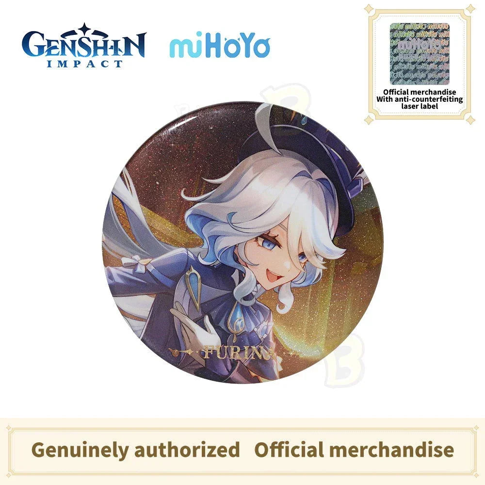 Genshin Impact Themed Series Character Badge-Furina  Neuvillette Wriothesley Arlecchino Navia - BilaBila